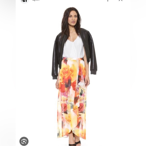 Alice + Olivia Leah Long Floral-Print Wrap Skirt - Picture 2 of 11